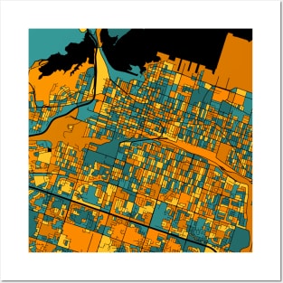 Hamilton Map Pattern in Orange & Teal Posters and Art